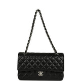 Chanel Medium Classic Double Flap Black Caviar Silver Hardware
