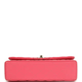 Pre-owned Chanel Medium Classic Double Flap Bag Dark Pink Shiny Caviar Gold Hardware