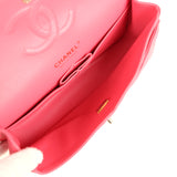 Pre-owned Chanel Medium Classic Double Flap Bag Dark Pink Shiny Caviar Gold Hardware