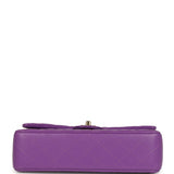 Pre-owned Chanel Medium Classic Double Flap Bag Dark Purple Shiny Caviar Light Gold Hardware
