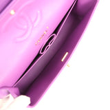 Pre-owned Chanel Medium Classic Double Flap Bag Dark Purple Shiny Caviar Light Gold Hardware