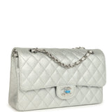 Chanel Medium Classic Double Flap Silver Glitter Caviar Silver Hardware