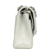 Chanel Medium Classic Double Flap Silver Glitter Caviar Silver Hardware