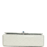 Chanel Medium Classic Double Flap Silver Glitter Caviar Silver Hardware