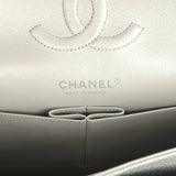 Chanel Medium Classic Double Flap Silver Glitter Caviar Silver Hardware