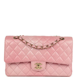 Pre-owned Chanel Medium Classic Double Flap Bag Pink Iridescent Ombre Goatskin Light Gold Hardware