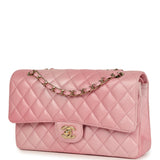 Pre-owned Chanel Medium Classic Double Flap Bag Pink Iridescent Ombre Goatskin Light Gold Hardware