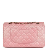 Pre-owned Chanel Medium Classic Double Flap Bag Pink Iridescent Ombre Goatskin Light Gold Hardware
