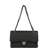 Chanel Medium Classic Double Flap Black Caviar Silver Hardware