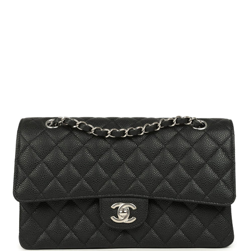 Chanel Medium Classic Double Flap Black Caviar Silver Hardware