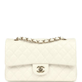 Chanel Medium Classic Double Flap White Caviar Light Gold Hardware