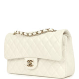 Chanel Medium Classic Double Flap White Caviar Light Gold Hardware