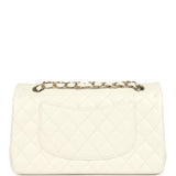 Chanel Medium Classic Double Flap White Caviar Light Gold Hardware