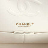 Chanel Medium Classic Double Flap White Caviar Light Gold Hardware