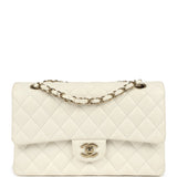 Chanel Medium Classic Double Flap White Caviar Light Gold Hardware