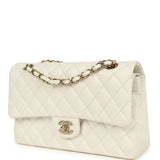 Chanel Medium Classic Double Flap White Caviar Light Gold Hardware
