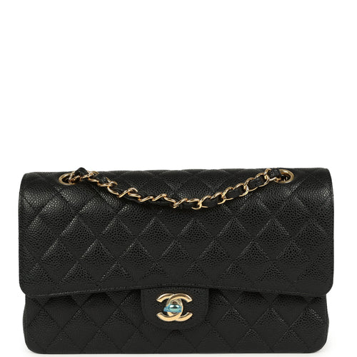 Chanel Medium Classic Double Flap Bag Black Caviar Gold Hardware