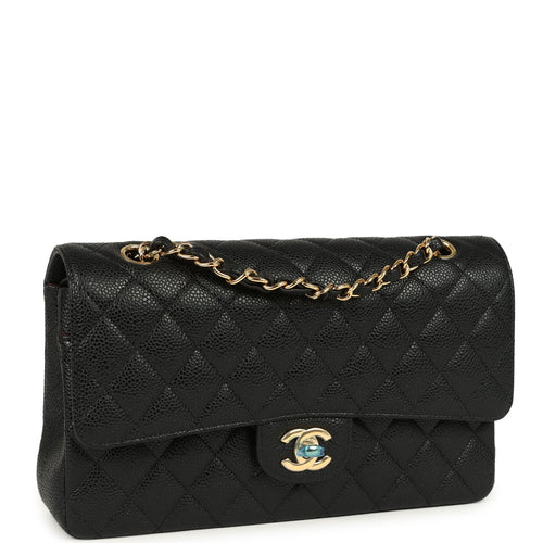 Chanel Medium Classic Double Flap Bag Black Caviar Gold Hardware