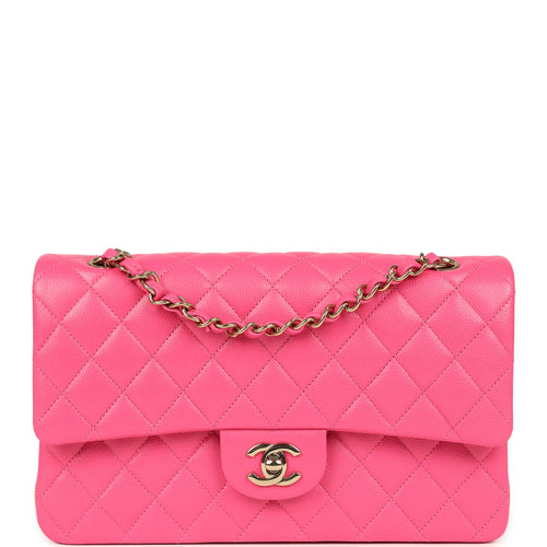 Chanel Medium Classic Double Flap Pink Caviar Light Gold Hardware