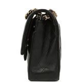 Pre-owned Chanel Medium Classic Double Flap Bag Black Lambskin Gold Hardware