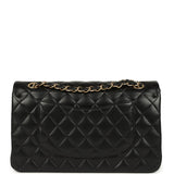 Pre-owned Chanel Medium Classic Double Flap Bag Black Lambskin Gold Hardware