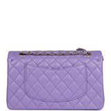 Chanel Medium Classic Double Flap Bag Purple Shiny Caviar Light Gold Hardware