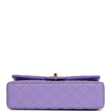 Chanel Medium Classic Double Flap Bag Purple Shiny Caviar Light Gold Hardware
