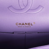 Chanel Medium Classic Double Flap Bag Purple Shiny Caviar Light Gold Hardware