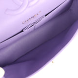 Chanel Medium Classic Double Flap Bag Purple Shiny Caviar Light Gold Hardware