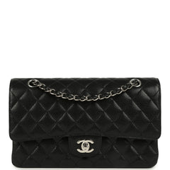 Chanel Medium Classic Double Flap Black Caviar Silver Hardware