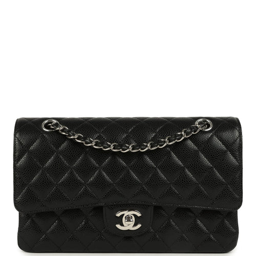 Chanel Medium Classic Double Flap Black Caviar Silver Hardware