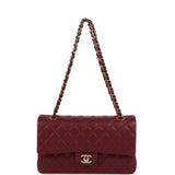 Chanel Medium Classic Double Flap Bag Burgundy Caviar Light Gold Hardware