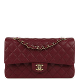 Chanel Medium Classic Double Flap Bag Burgundy Caviar Light Gold Hardware