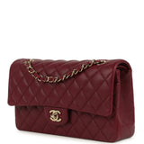 Chanel Medium Classic Double Flap Bag Burgundy Caviar Light Gold Hardware