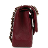 Chanel Medium Classic Double Flap Bag Burgundy Caviar Light Gold Hardware