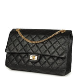 Pre-owned Chanel Medium Reissue 225 2.55 Double Flap Bag Black Aged Calfskin Antique Gold Hardware