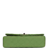 Chanel Medium Classic Double Flap Bag Green Shiny Caviar Light Gold Hardware