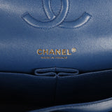 Pre-owned Chanel Medium Classic Double Flap Bag Navy Caviar Light Gold Hardware