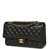 Pre-owned Chanel Medium Classic Double Flap Black Caviar Gold Hardware