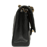 Pre-owned Chanel Medium Classic Double Flap Black Caviar Gold Hardware
