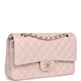 Chanel Medium Classic Double Flap Bag Light Pink Shiny Caviar Light Gold Hardware