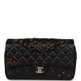 Pre-owned Chanel Medium Lady Bug Single Flap Bag Black Lambskin Silver Hardware - Thumbnail View 1