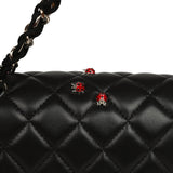 Pre-owned Chanel Medium Lady Bug Single Flap Bag Black Lambskin Silver Hardware - Thumbnail View 9