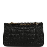 Chanel Medium Classic Croc Embossed Double Flap Bag Black Lambskin Gold Hardware - Thumbnail View 4