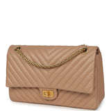 Pre-owned Chanel Medium Chevron Reissue 226 2.55 Double Flap Bag Beige Aged Calfskin Antique Gold Hardware - Thumbnail View 5