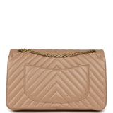 Pre-owned Chanel Medium Chevron Reissue 226 2.55 Double Flap Bag Beige Aged Calfskin Antique Gold Hardware - Thumbnail View 4