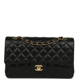 Pre-owned Chanel Medium Classic Double Flap Bag Black Lambskin Gold Hardware - Thumbnail View 1