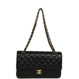 Pre-owned Chanel Medium Classic Double Flap Bag Black Lambskin Gold Hardware - Thumbnail View 7
