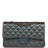 Pre-owned Chanel Medium Classic Double Flap Bag Iridescent Purple Goatskin Rainbow Hardware - Thumbnail View 1