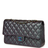 Pre-owned Chanel Medium Classic Double Flap Bag Iridescent Purple Goatskin Rainbow Hardware - Thumbnail View 5